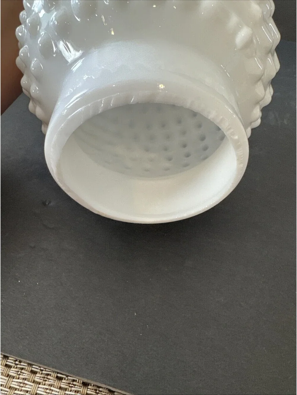 Vintage White Hobnail Opaque Milk Glass Oil Lamp Shade Chimney 7.5” T
